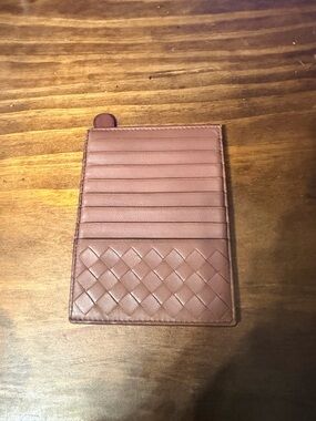 Bottega Veneta Brown Woven Leather Card Holder